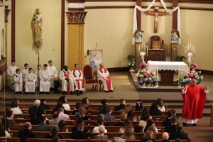 Confirmation candidates listen to Bishop Murry